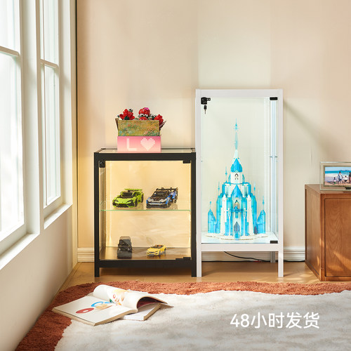 玫瑰铝合金玻璃手办展示柜耐用