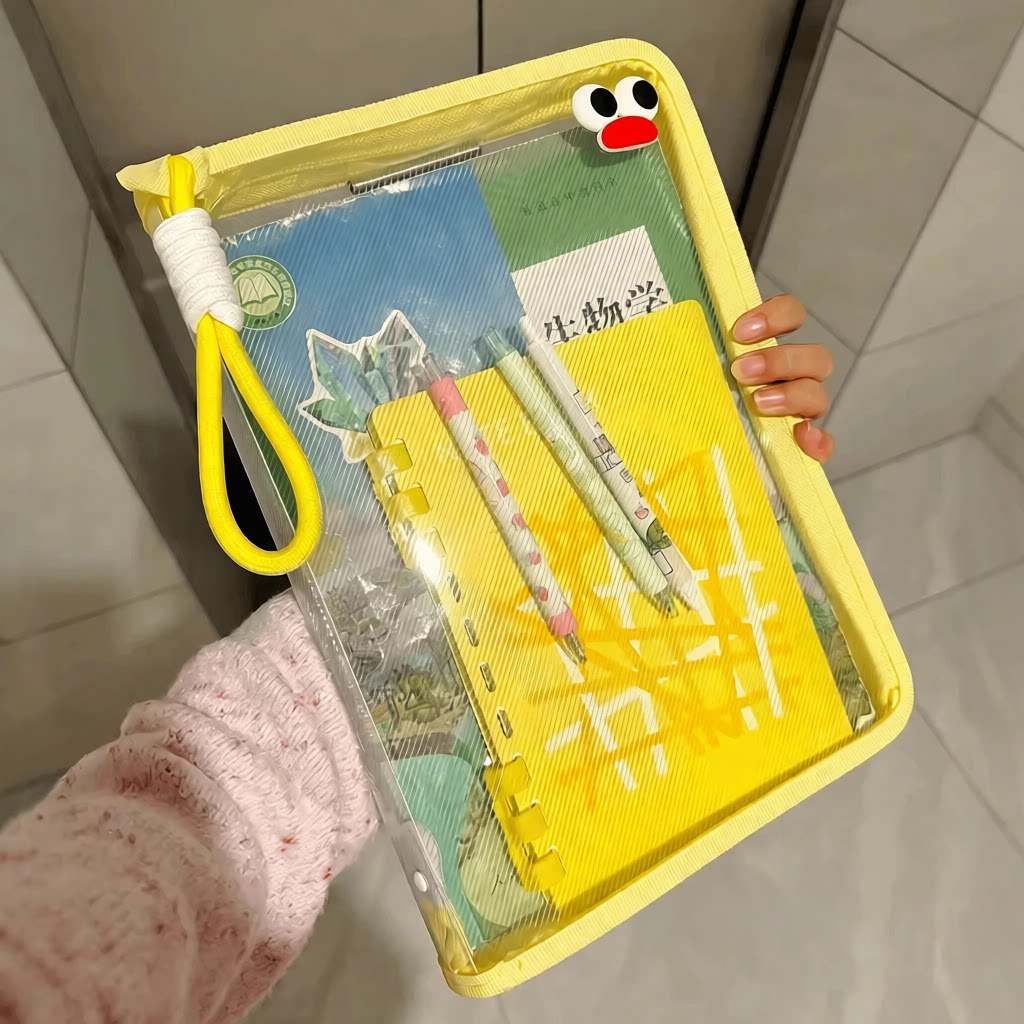 透明A4大容量拉链式加厚防水学生