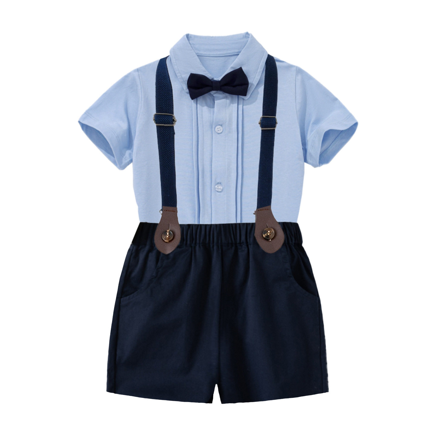 男宝宝一周岁宴礼服夏季薄款男童抓周生日西装婴儿背带裤两件套装