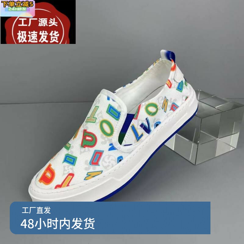 2024平跟圆头白色时尚港风注塑鞋低帮男休闲透气潮流帆布帆布鞋