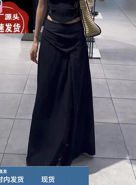 高级感气质黑色开叉半身裙子女2025新款夏季高腰性感纯欲风包臀裙