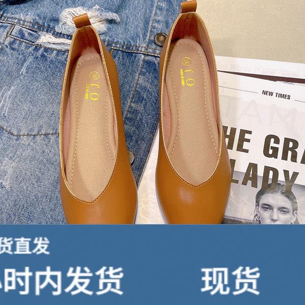 真皮仙女晚晚平底单鞋女2025春秋新款舒适百搭尖头浅口奶奶鞋女鞋