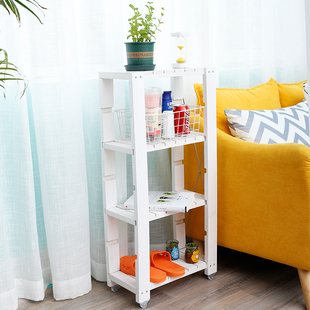 30cm夹缝置物架实木日式 厨房床边缝隙带轮窄落地收纳柜