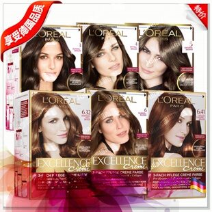 德国欧莱雅卓韵霜excellence染发膏深亚麻茶棕色蜜棕色焦糖棕色