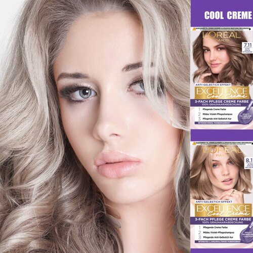 欧莱雅卓韵霜亚麻灰金色奶茶染发