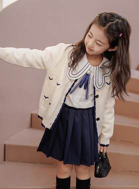 儿童秋装套装连衣裙女童jk制服毛衣裙子日系水手服小学生学院风