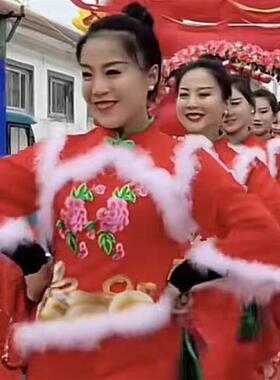 送扇子新款女扇子舞服舞蹈服打鼓2025秧歌迎亲队喜庆演出服曲沟辣