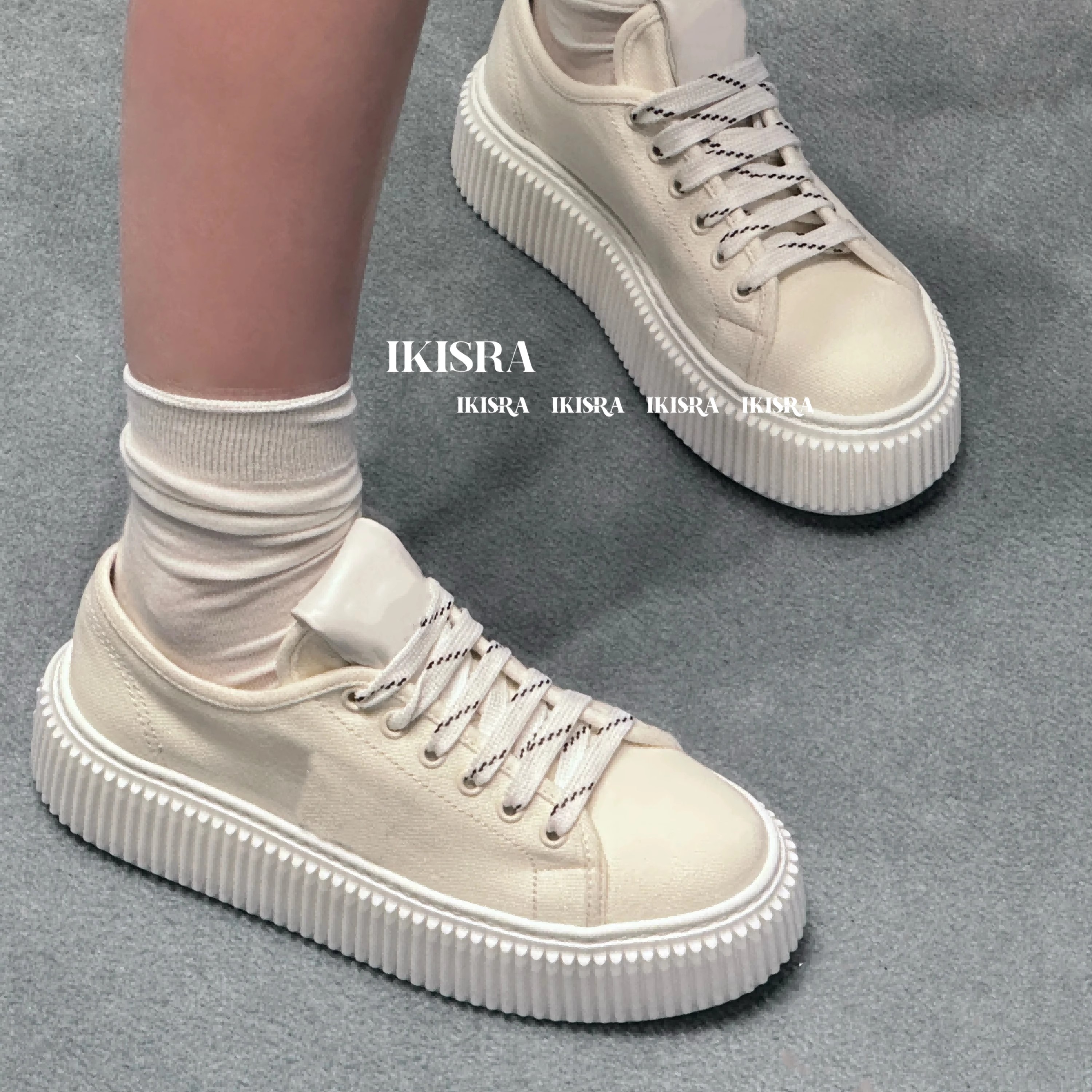 限时抢购！休闲厚底帆布饼干鞋