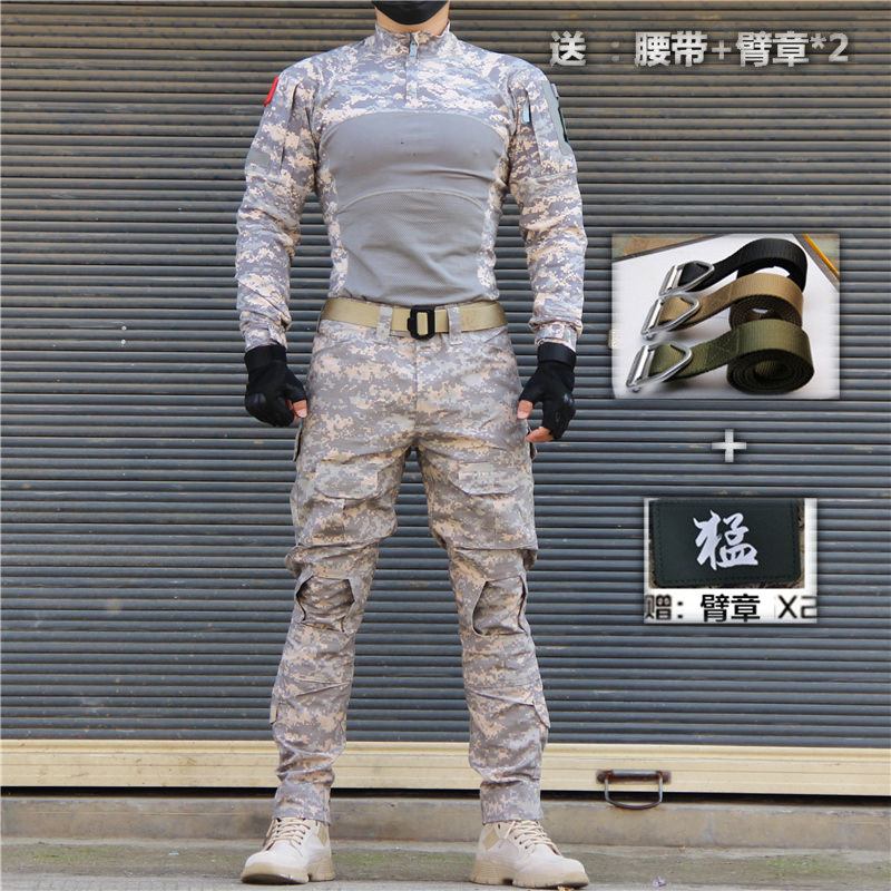 夏季男女户外战术迷彩长短袖套装工作ACU工装修身CS蛙服防刮透气