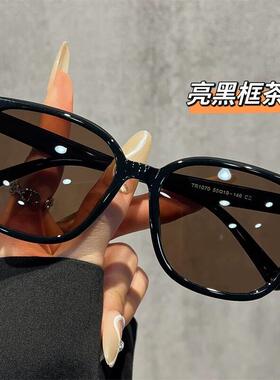 方形大框茶色墨镜男女款可配近视带度数防紫外线开车偏光太阳眼镜