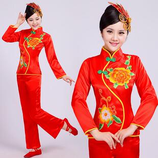 秧歌服女2025新款广场舞蹈服套装东北腰鼓服装中老年扇子舞演出服