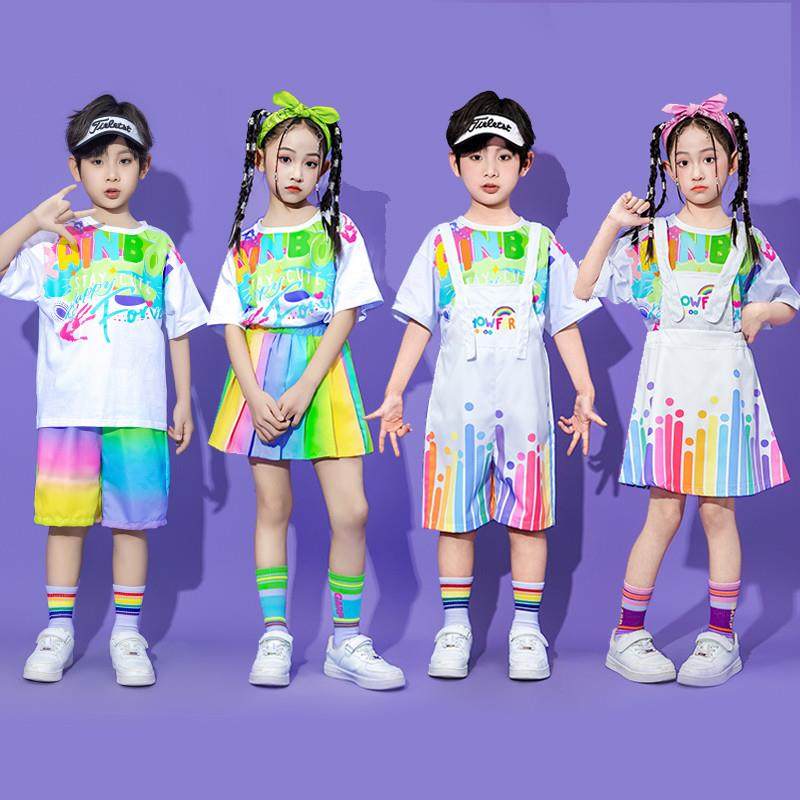 六一儿童演出服小学生运动会服装彩虹班服啦啦队幼儿园毕业背带裤
