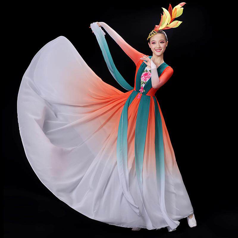 新款开场舞大摆裙歌伴舞演出服女现代舞蹈服装舞台时尚大气长裙子