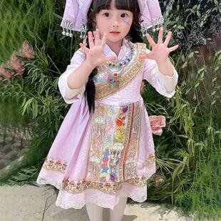 三月三衣服儿童壮服装女童新款演出服2025民族服装公主裙广西壮族