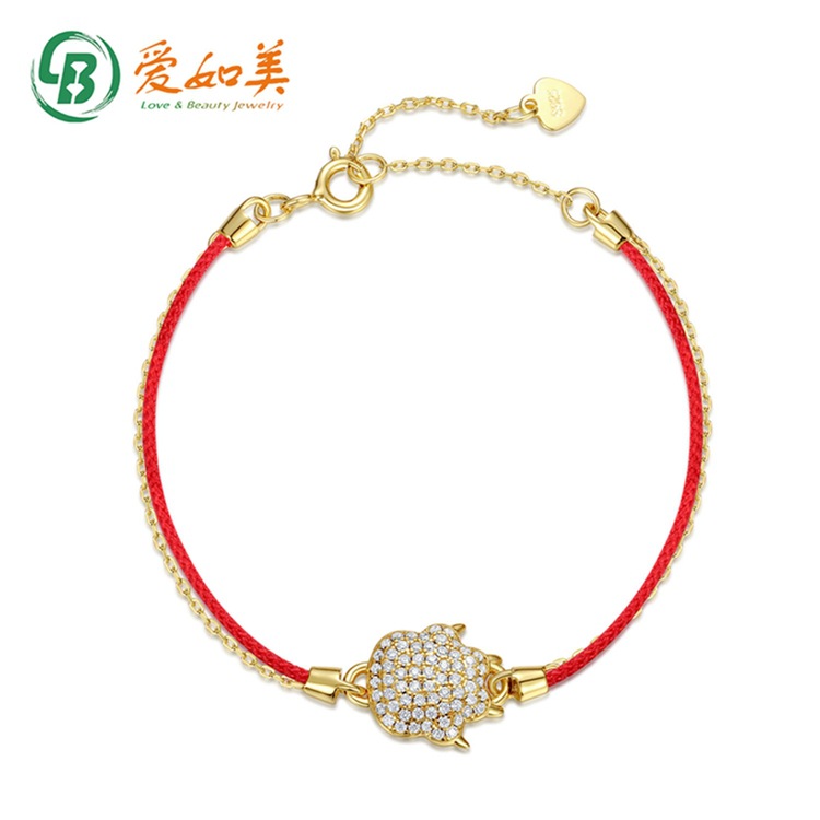 新款虎年红绳手链时尚个性S925银渡18K金PT950铂金手链女年货礼品