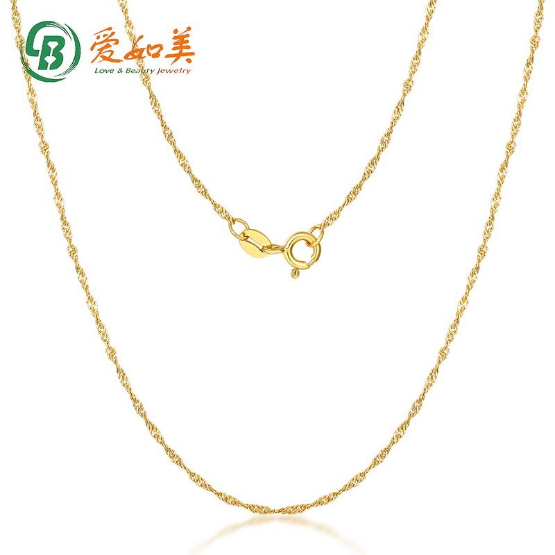 S925银渡18K金PT950铂金水波链电黄金女款锁骨链配链日韩银项链