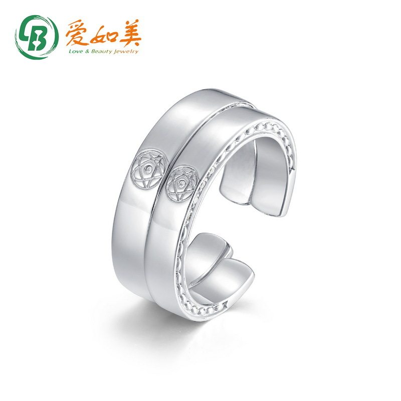 新款个性时尚简约一生一世情侣对戒S925银渡18K金PT950铂金戒指