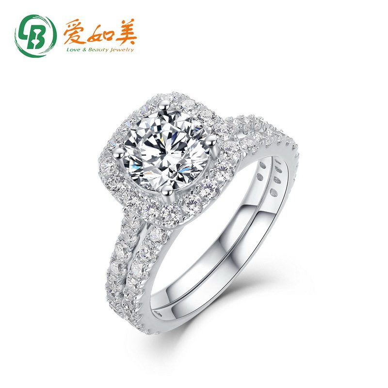 新款轻奢S925银渡18K金PT950铂金戒指女大气高端莫桑钻套戒珠宝