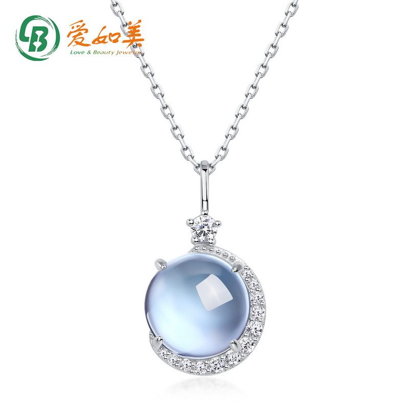 轻奢天空蓝托帕项链小众设计S925银渡18K金PT950铂金吊坠锁骨链