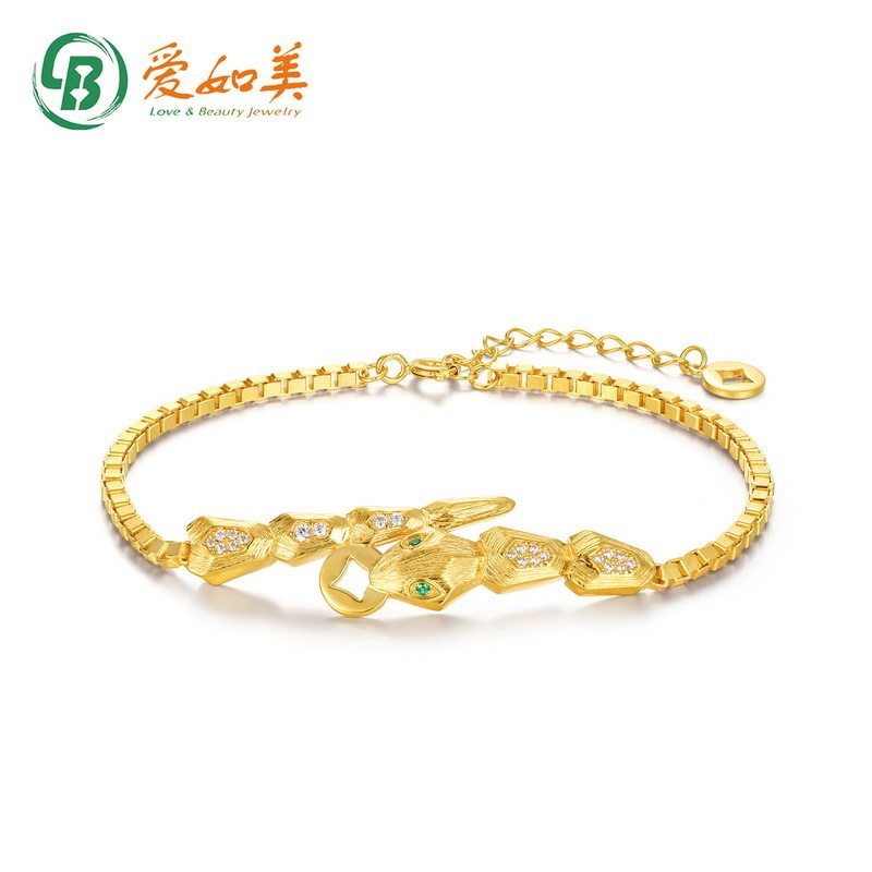 本命生肖蛇手链S925银渡18K金PT950铂金灵蛇钱币手环手饰轻奢时尚