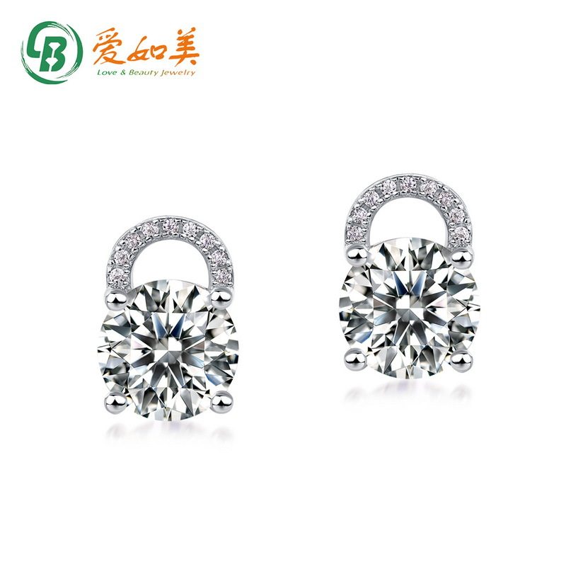 简约几何莫桑石耳环S925银渡18K金PT950铂金排钻耳环女小众设计