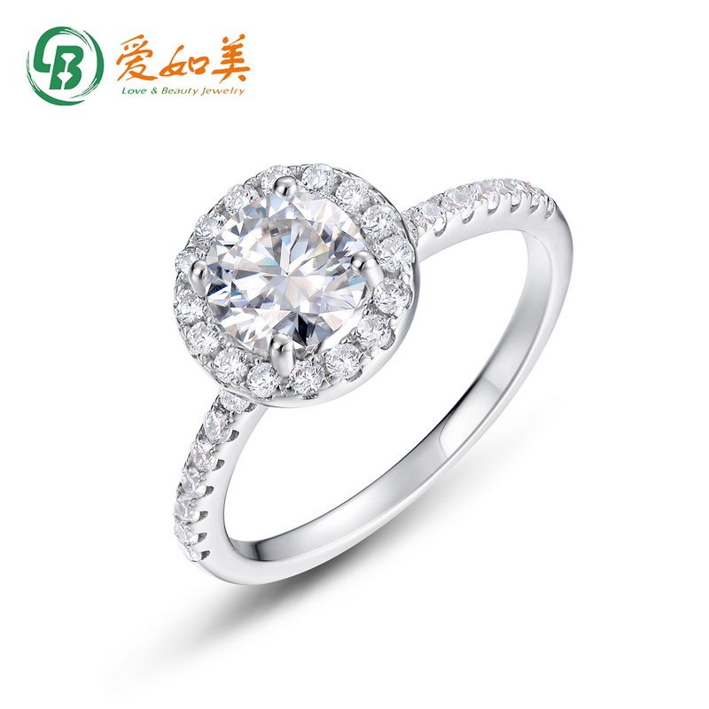 新款时尚流行莫桑石钻戒S925银渡18K金PT950铂金情侣求婚豪华婚戒