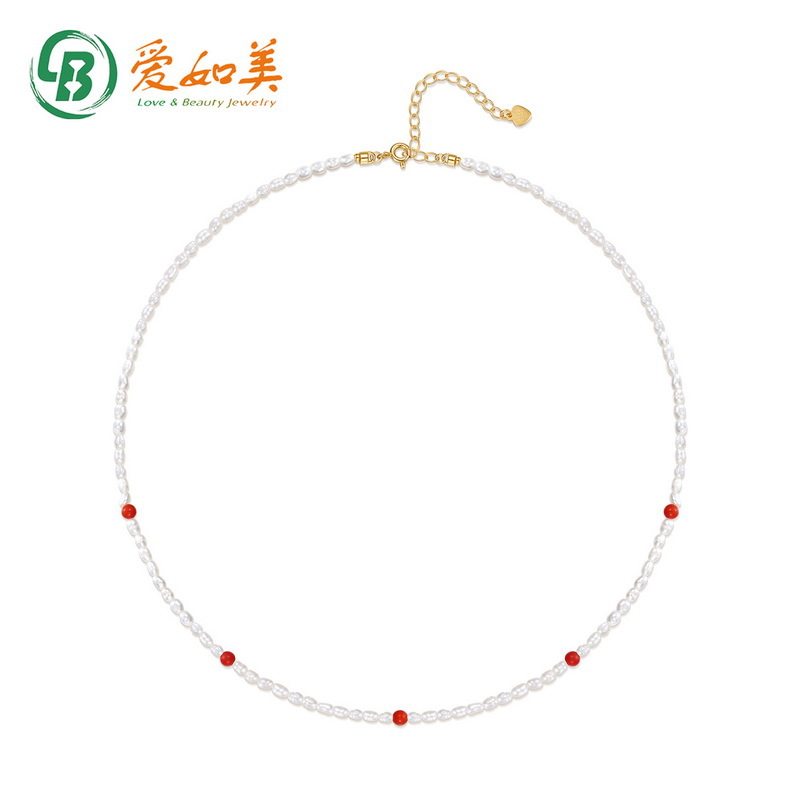 珍珠南红玛瑙串珠项链S925银渡18K金PT950铂金复古时尚百搭锁骨链