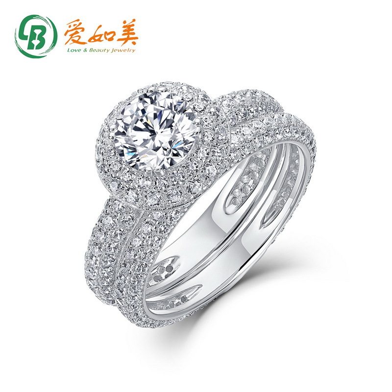 流行钟爱一生莫桑石钻戒女轻奢风S925银渡18K金PT950铂金指环套戒