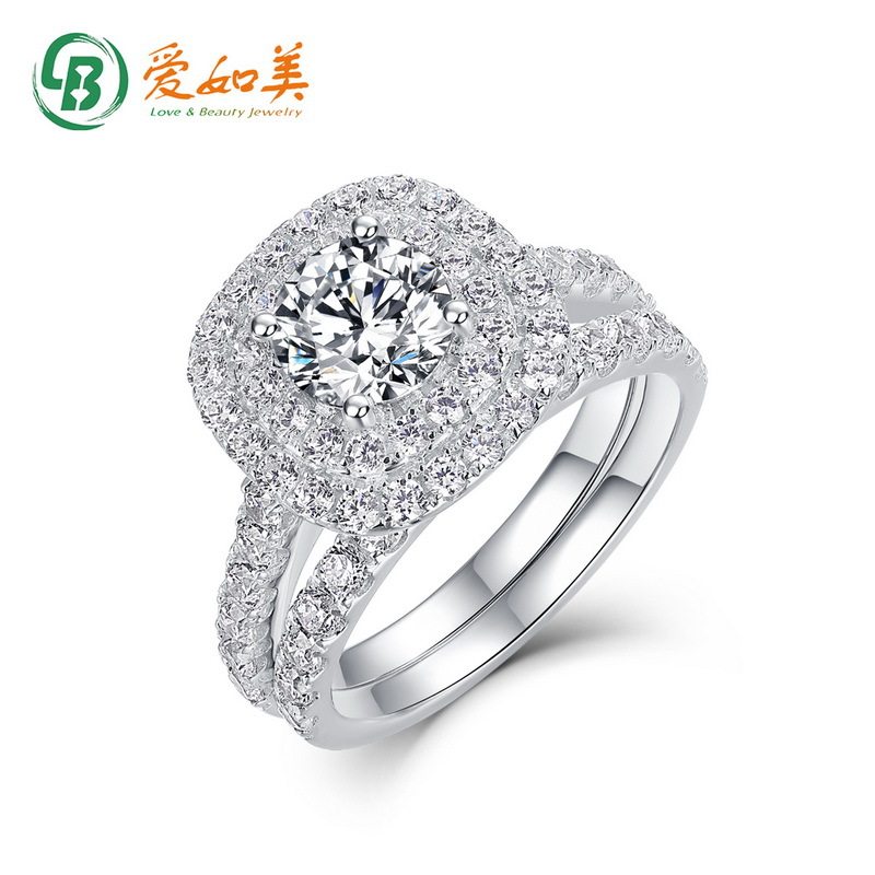 新款个性时尚满镶蛋形S925银渡18K金PT950铂金时尚女婚戒指饰品