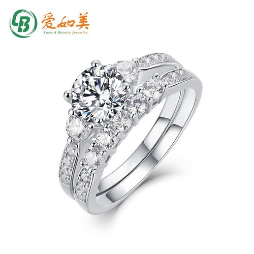 奢华女士莫桑钻结婚戒指S925银渡18K金PT950铂金高级感对戒套戒