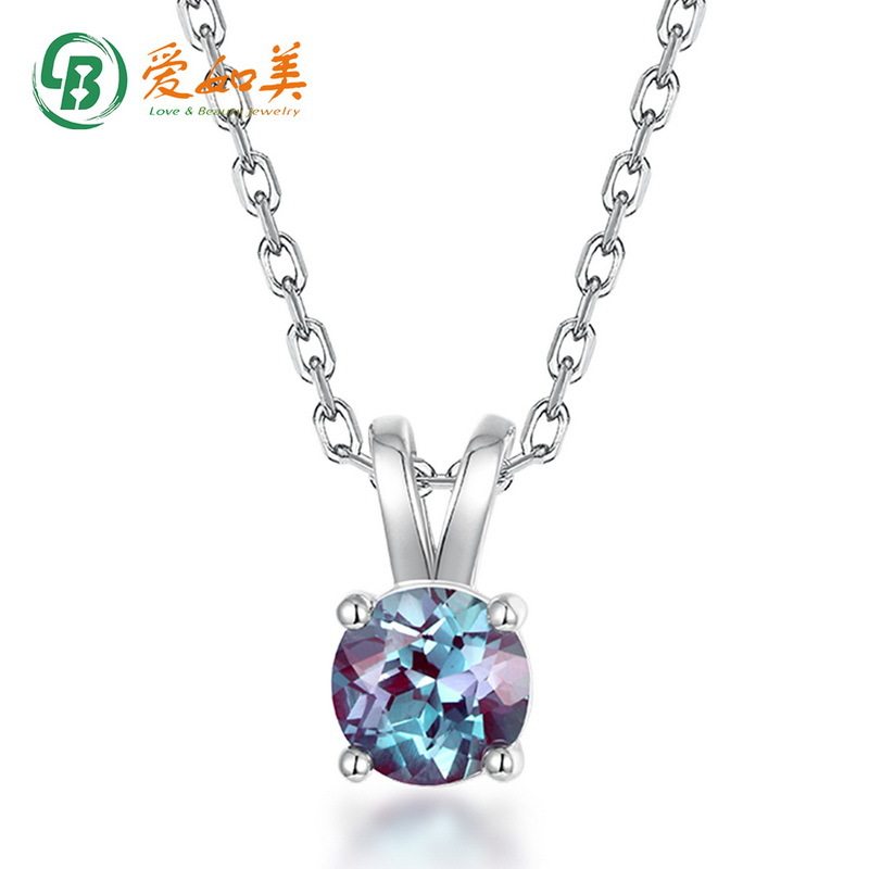小兔子锁骨链S925银渡18K金PT950铂金培育亚历山大石小清新项链