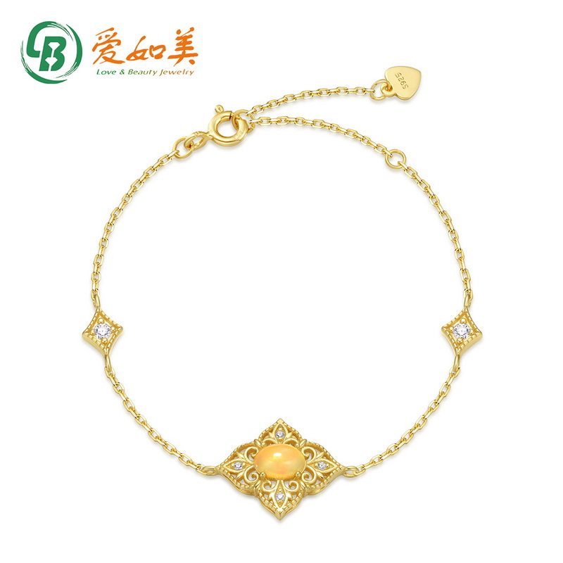 日韩轻奢风手链女S925银渡18K金PT950铂金小众设计感几何欧泊手链
