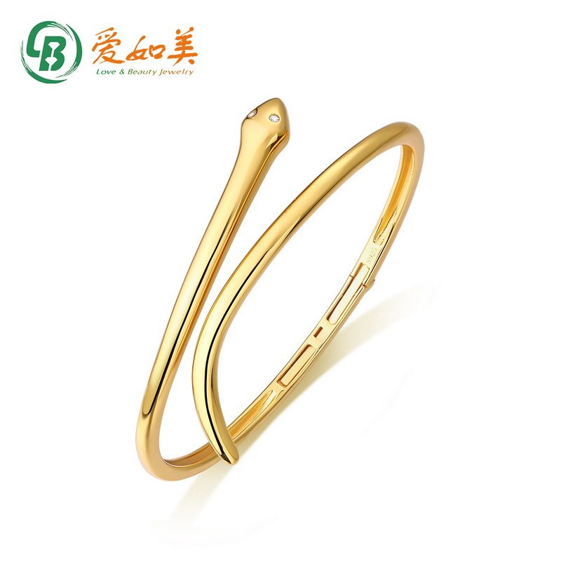 欧美新款时尚简约灵蛇手镯几何素圈S925银渡18K金PT950铂金手镯女