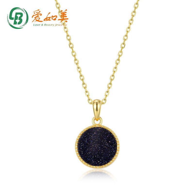几何梦幻蓝晶砂吊坠锁骨链小众设计S925银渡18K金PT950铂金项链
