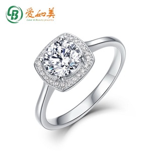 高级感一克拉小方糖戒指S925银渡18K金PT950铂金指环求婚订婚礼物