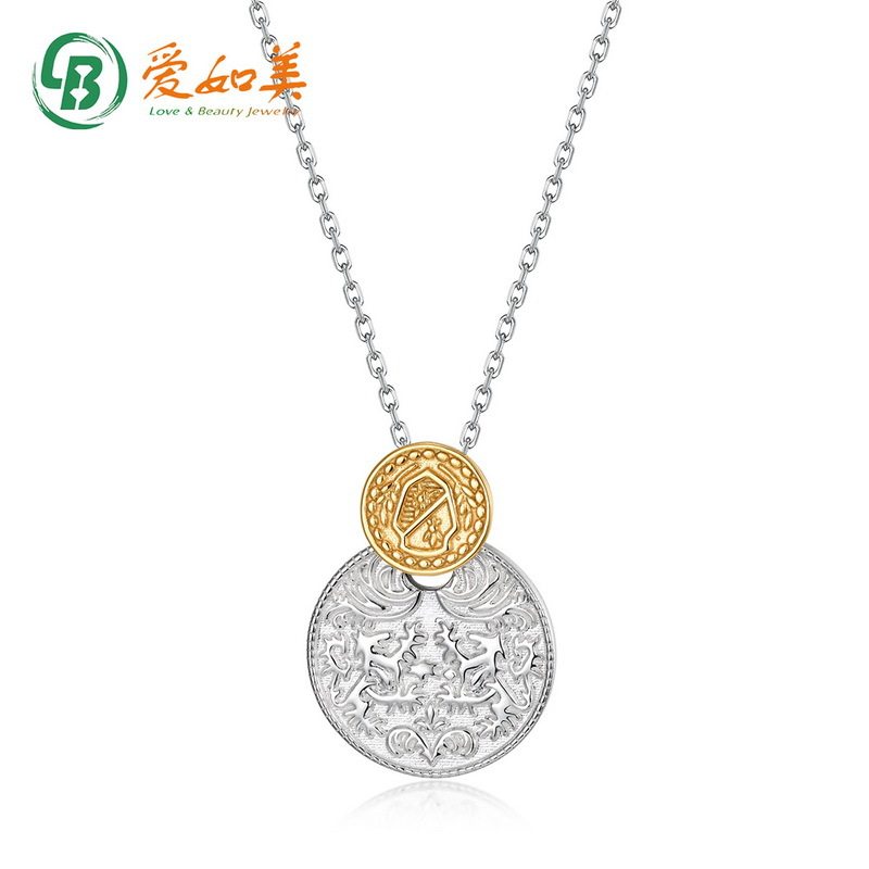 新款维多利亚风古钱币吊坠锁骨链S925银渡18K金PT950铂金雕花项链