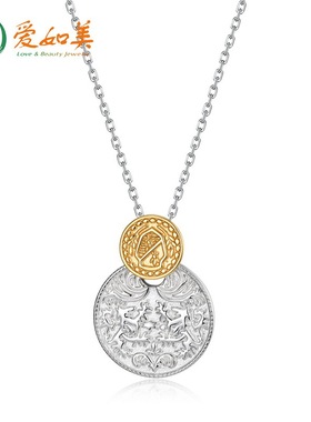 新款维多利亚风古钱币吊坠锁骨链S925银渡18K金PT950铂金雕花项链