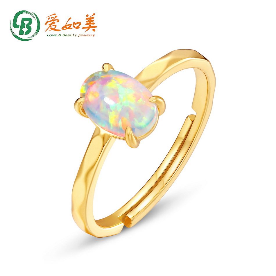 个性简约S925银渡18K金PT950铂金戒指森女系几何鸽子蛋活口戒指