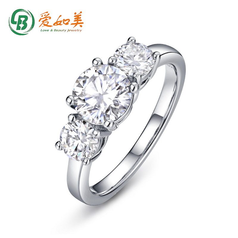 新款简约三生三世求婚莫桑钻戒指S925银渡18K金PT950铂金几何指环