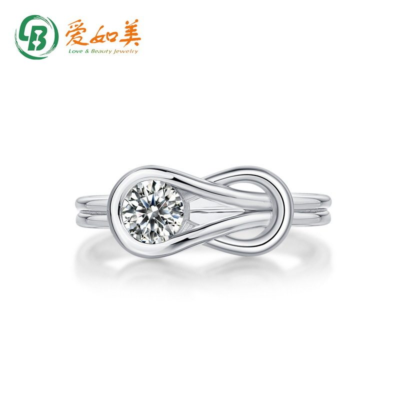 流行简约几何莫桑钻戒指S925银渡18K金PT950铂金戒指高级感手饰