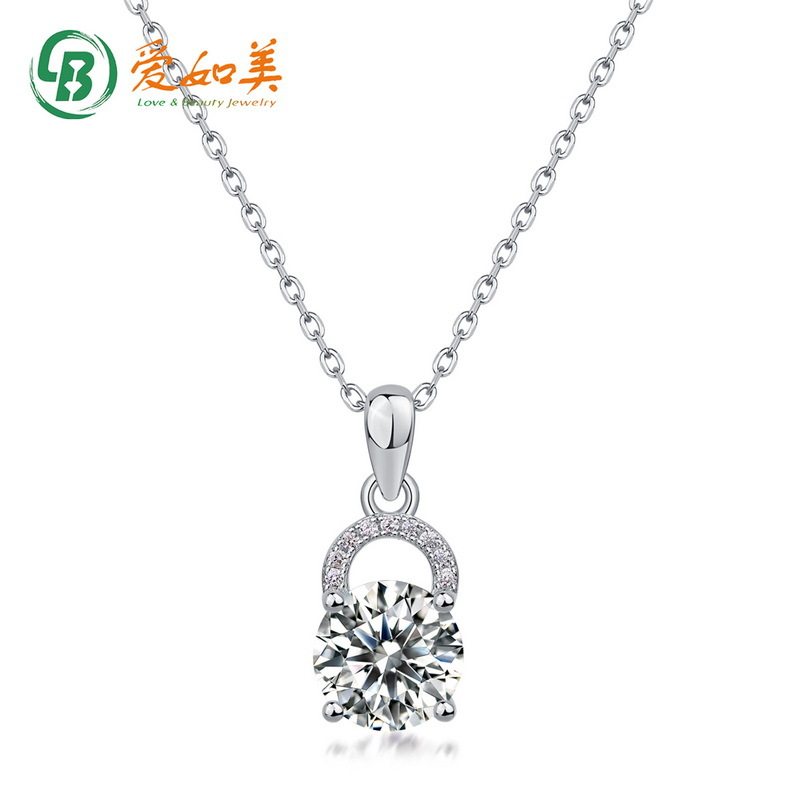 几何莫桑钻吊坠锁骨链S925银渡18K金PT950铂金项链潮流时尚项饰