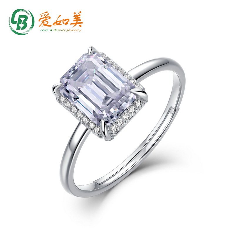 经典四爪方糖莫桑钻戒指女时尚流行S925银渡18K金PT950铂金戒指
