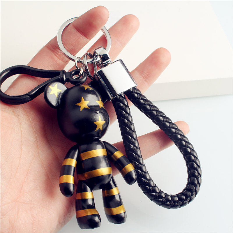 男女可爱小熊钥匙扣 diy暴力熊创意四肢可活动编织绳钥匙链包挂件