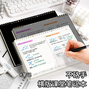 横版分区活页本B5上翻笔记本子大学生网格思维导图拍纸本初中高中生专用错题本考研记事本不硌手可拆卸线圈本