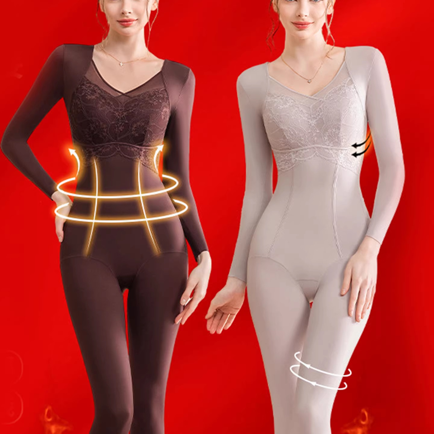 新款免穿文胸长袖裤连体塑身衣后脱带胸垫收腹束腰提臀紧身连体衣