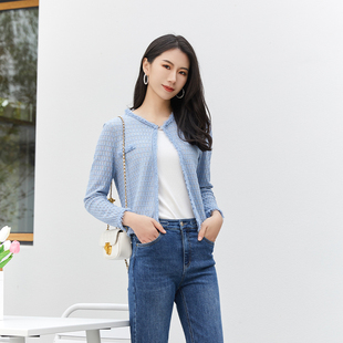 短款 粉蓝小香风针织开衫 圆领流苏边箱型气质外套 26春季 诗梦女装