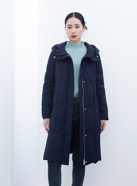 瑕疵福利（微跑绒介意慎拍）诗梦女装冬季新款藏青色中长款羽绒服