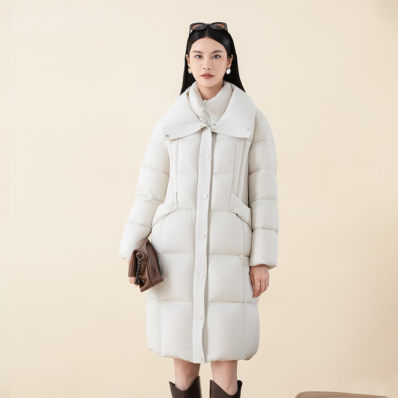 诗梦女装冬季长款大翻领羽绒服