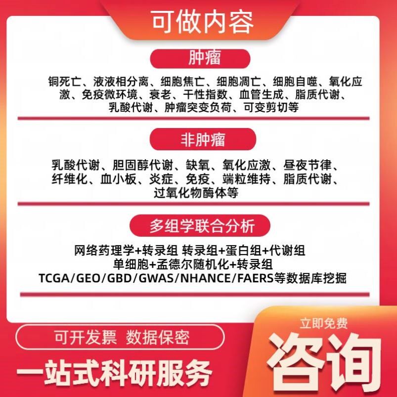 生信分析免疫浸润甲基化16s代谢组蛋白组TCGA/GEO转录组数据分析