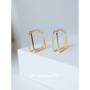 PrincessYY 方形浮夸耳环耳饰925银针耳钉女ins潮爆款网红高级感